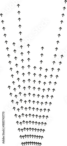 Irregular beams form radial pattern with uneven spacing.