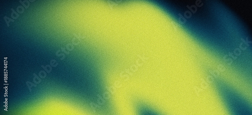 Teal green blue yellow color shape abstract grainy gradient background, black backdrop noisy texture wide banner poster header design