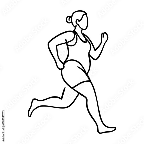 Dibujo sencillo con líneas de una mujer con sobrepeso corriendo para perder peso