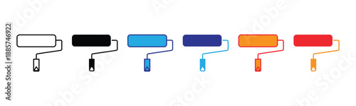 Vector illustration icon colorful paint rollers in various colors