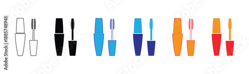 Vector illustration icon collection of various colorful cable connectors and plugs