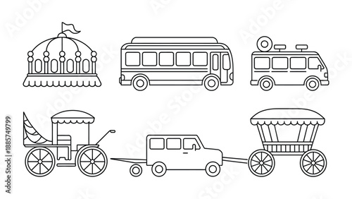 Vehicles Collection: A captivating illustration showcases an array of vehicles. Each vehicle uniquely captures the essence of diverse transportations.