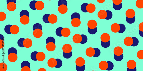 Abstract Wallpaper seamless. Pattern: multi-colored circles, colorful.   Color: lush lava, ghostly blue, aqua menthe. Vector graphics.