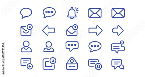Blue Communication Icons on White Background
