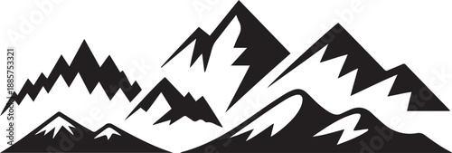 Collection of mountains silhouette vector illustration with white background.