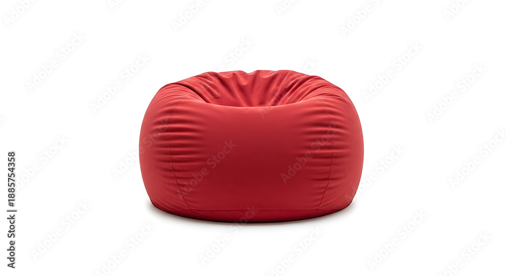 Obraz premium A vibrant red bean bag chair isolated on a clean white background