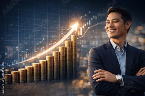 businessman holding a chart