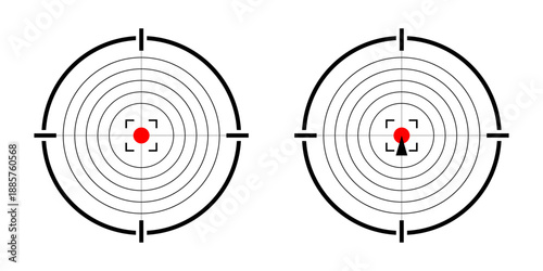 Target flat collection. Aim gun icons. Aim sniper shoot icons. Target destination icon set. Gun target paper shooting target blank target background target paper shooting. Vector illustration