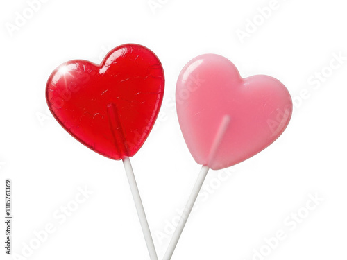 Heart-shaped lollipops isolated on transparent background
