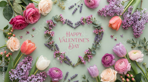 heart with roses valantine day illustration