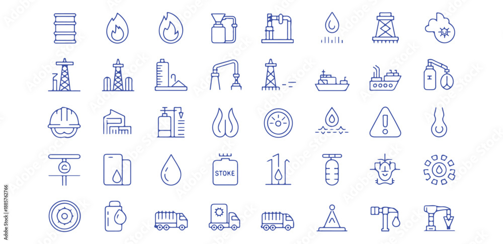 Obraz premium Blue Industrial Icons on White Background