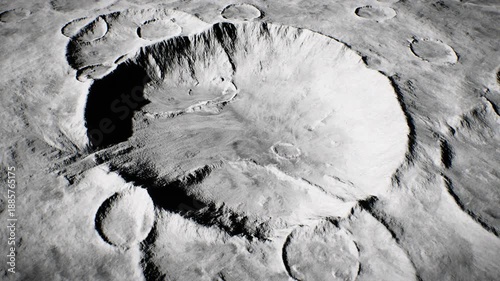 Close View of Moon Surface With Large Impact Craters