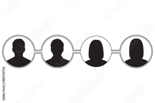 A group of four anonymous people connected in a line