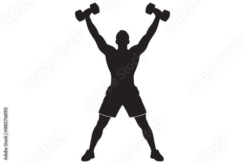 A muscular man lifting dumbbells in a powerful exercise routine