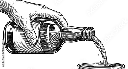 Pouring Liquor Bottle Graphic for Beverage Branding