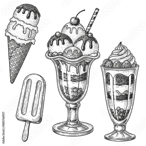 Mixed Frozen Treats Including Milkshakes and Popsicles