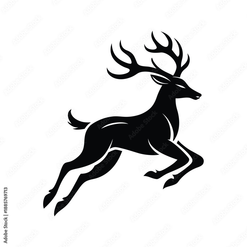 Obraz premium Jumping Deer Silhouette Vector Illustration