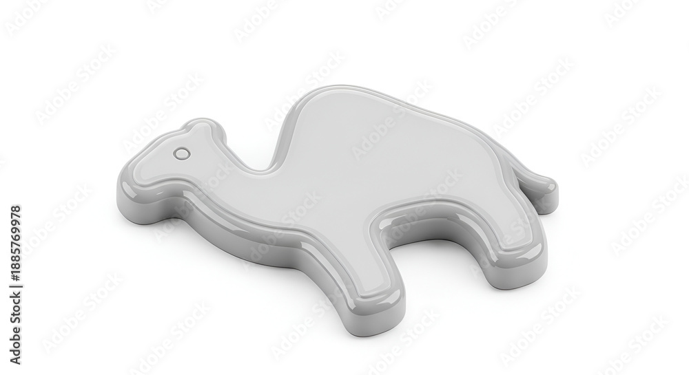 Obraz premium Camel Shaped Cookie Cutter Mockup Isolated on White Background, 3D Render of Baking Tool for Kids Party or Culinary Use