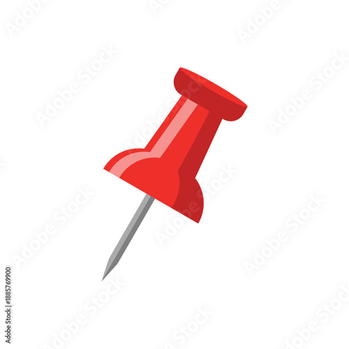 Red pushpin flat vector illustration isolated on clean white background