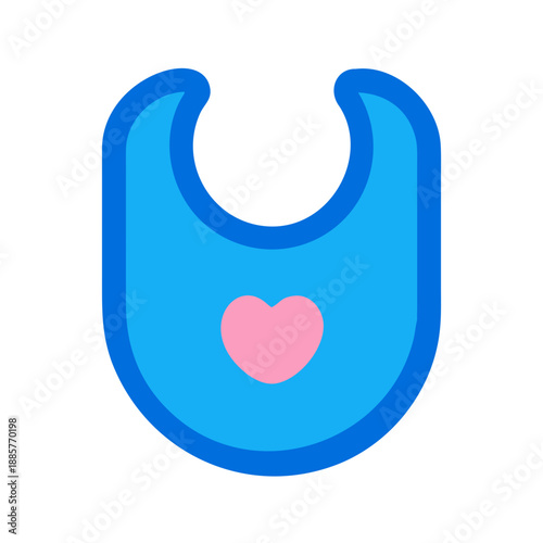 Blue baby bib with heart design, cute and protective, flat design style