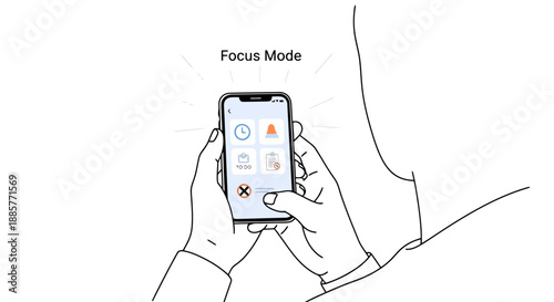 Person Using Smartphone Applying Concentration Mode Feature To Minimize Digital Distractions And Enhance Productivity On Screen