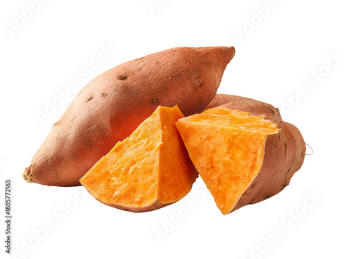 A delicious sweet potato cut into slices Isolated Transparent Background, PNG