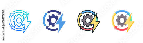 Energy Effciency icon set multiple style collection