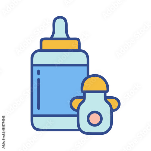 Blue baby bottles set on black background suitable for digital marketing