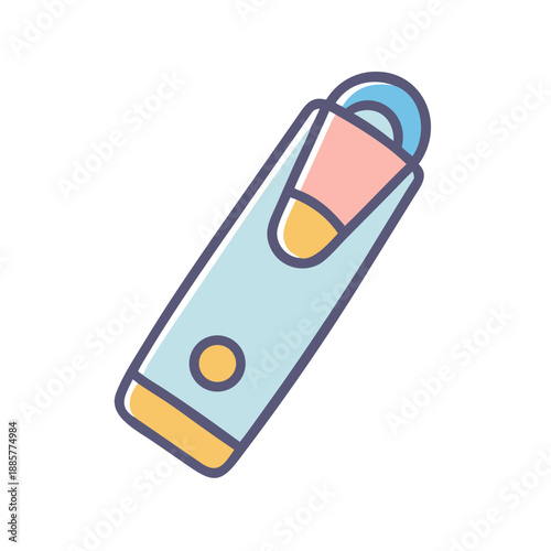 Modern cartoon foot filer or skin exfoliator on a solid black background