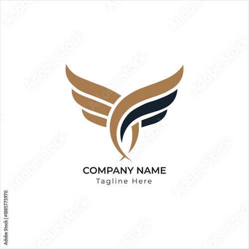 Golden and black Phoenix wing logo design 