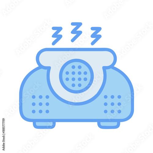 Cartoon Style Humidifier Icon Emitting Water Vapor in Light Blue Hue