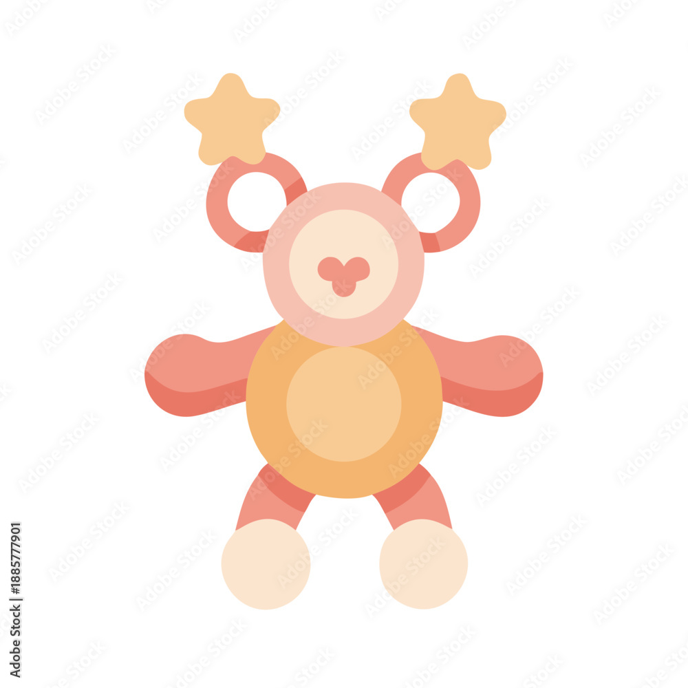 Obraz premium Playful flat vector illustration of a whimsical star-adorned toy on black background