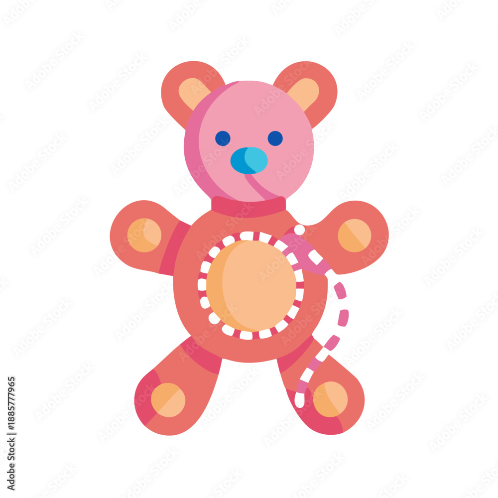 Obraz premium Cartoon Teddy Bear with Visible Seam Illustration for Children Products and Design