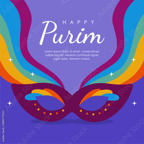 vector happy purim poster template