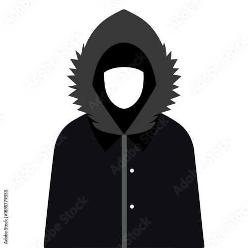 Person wearing hooded jacket