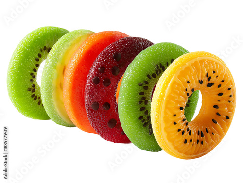 A vibrant display of fresh fruit slices arranged artistically Isolated Transparent Background, PNG