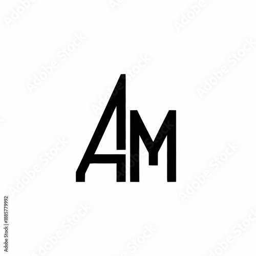 Black AM Monogram Logo Design Element.