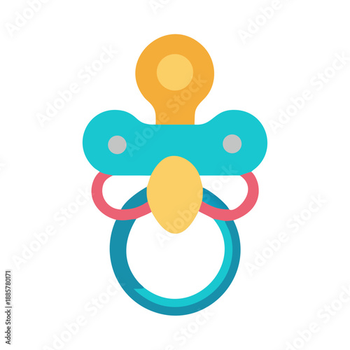 Flat design vector illustration of a baby pacifier on a black background