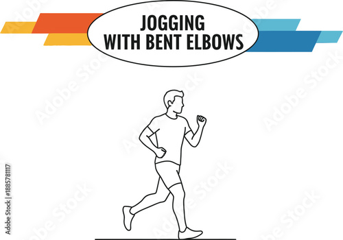 Black outline vector of correct jogging posture with bent elbows