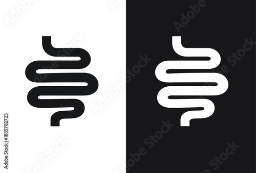 Human intestine icon illustrating digestive system health