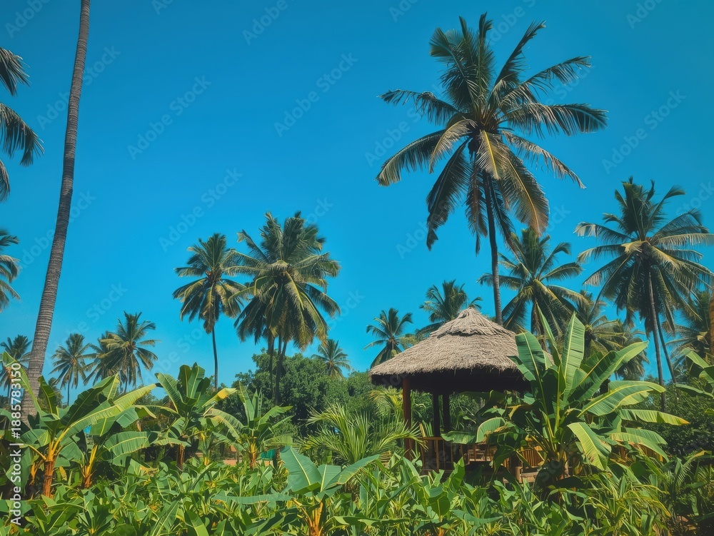 Obraz premium Tropical paradise under clear blue sky