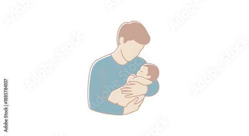 Newfather lovingly holds his newborn baby with gentle care and tenderness in a domestic setting symbolizing family bonding and parenthood