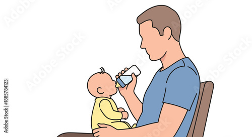 Father Feeding Baby From Bottle Parent Child Bonding Nurturing Care Everyday Family Life Moments Simple Connection Love Family Bonding Gentle