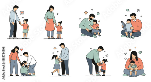 Parents and Children Interactions Loving Family Moments Together Caring and Nurturing Childhood Development Scenes Diverse Parenting Styles