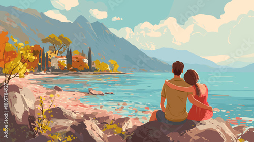 couples of man and woman sittings in the mountains love stories travel 