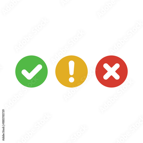 status icons set success warning error check alert cross symbols validation notification and feedback concept minimal flat vector illustration