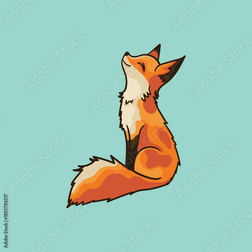Cute Fox Sitting Pose Illustration