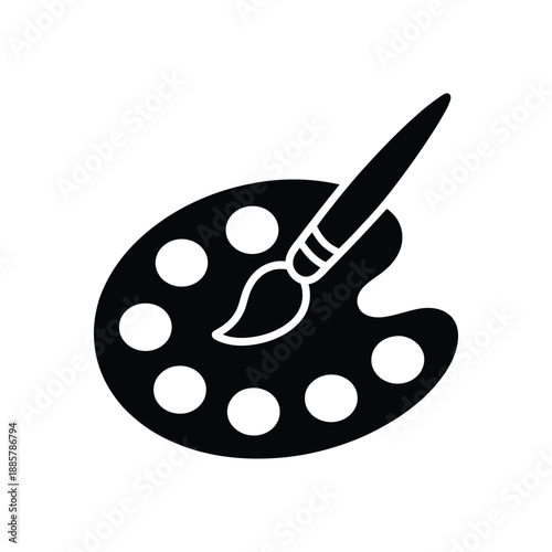 artist palette with paintbrush icon creativity painting art design tools and artistic process concept minimal flat vector illustration