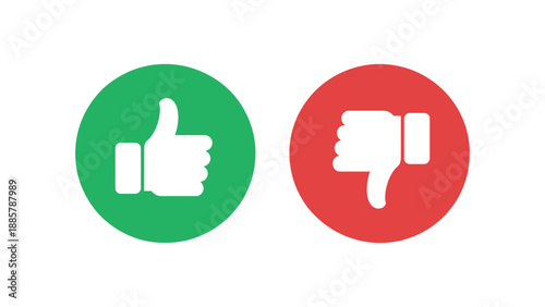 thumbs up and thumbs down icons like and dislike approval feedback rating positive and negative choice concept flat vector illustration