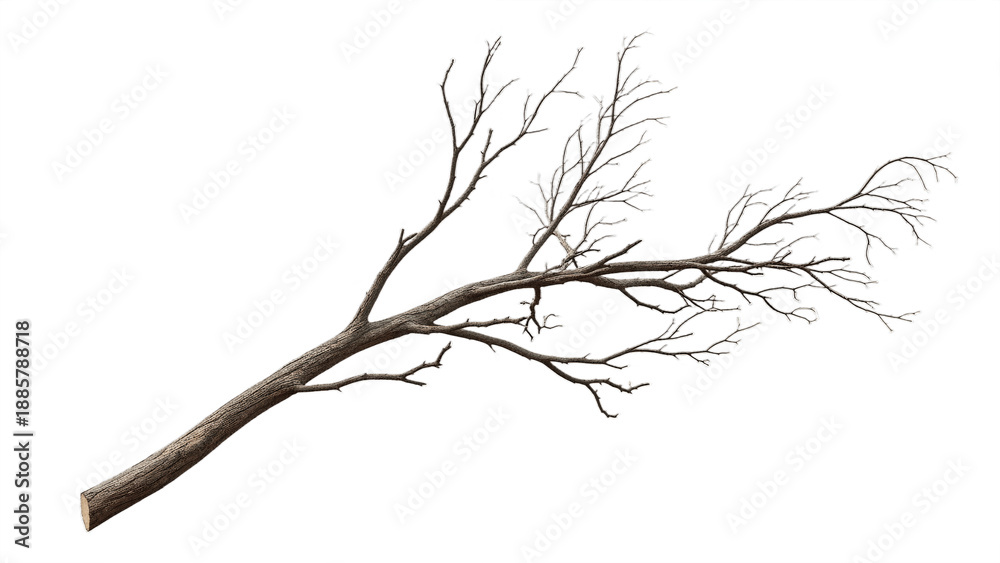 Obraz premium Bare Deciduous Tree in Winter Isolated on White background